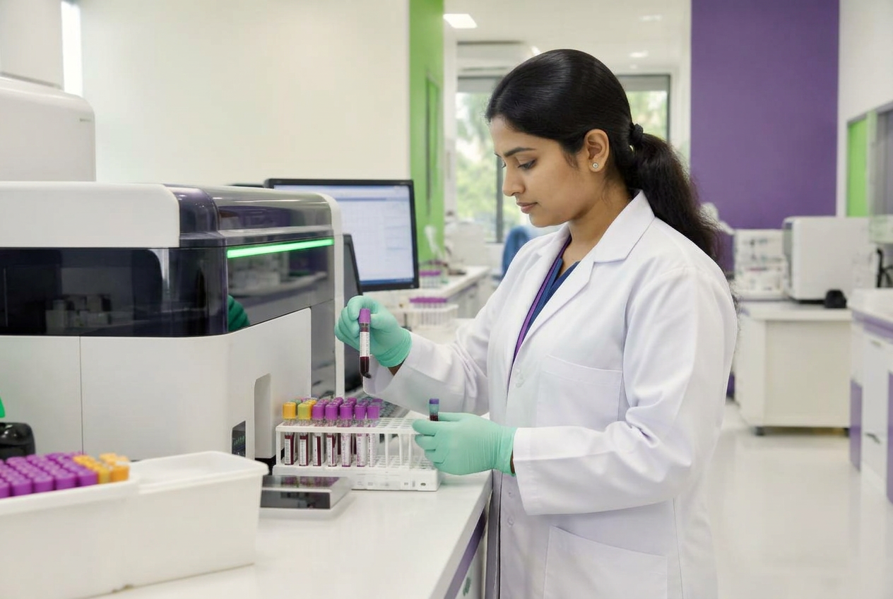 Lab technician processing barcoded samples